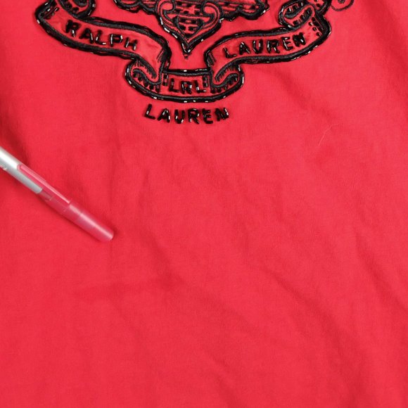Lauren Ralph Lauren T Shirt Womens Large Red Beaded Preppy Logo Long Sleeve - Picture 9 of 10